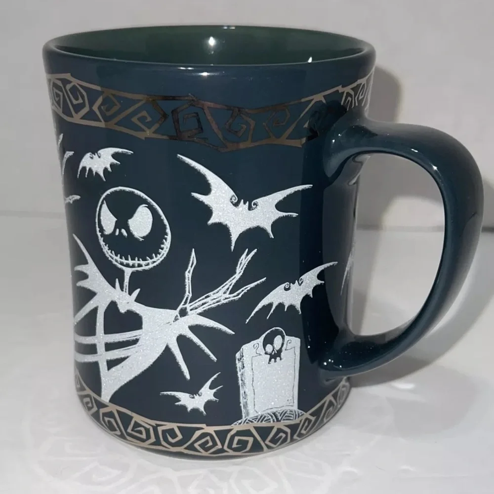 Disney Store Nightmare Before Christmas Halloween Graveyard Glitter Mug NEW
